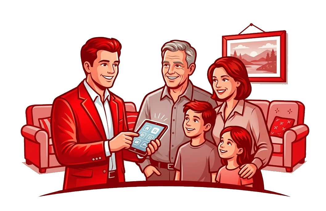 Consulente Scudix presenta a una famiglia la valutazione della sicurezza della casa